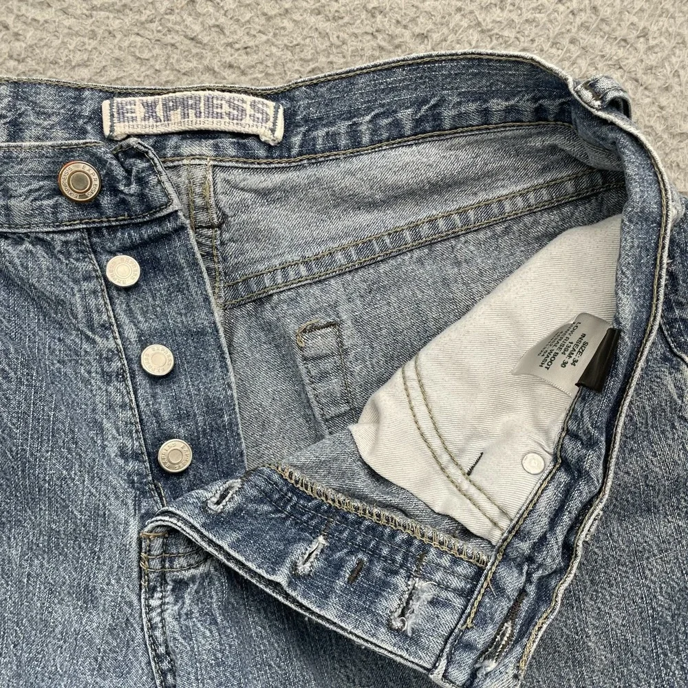 Express Jean Shorts Womens 32x4* Denim Y2K‎ Western Rodeo ButtonFly Cowboy 90s
